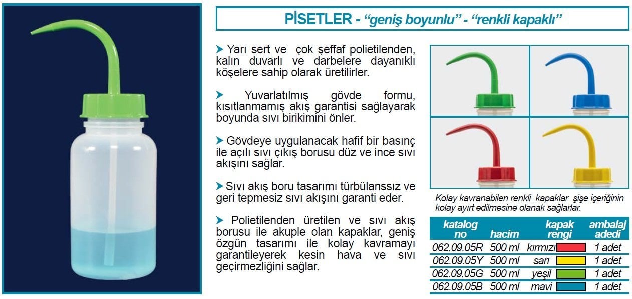 İSOLAB 062.09.05R piset - geniş boyun